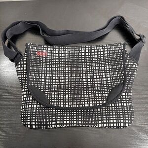 BUILT Slim Neoprene Messenger Bag With Strap Rare B&W Pattern 36x29cm - Like New